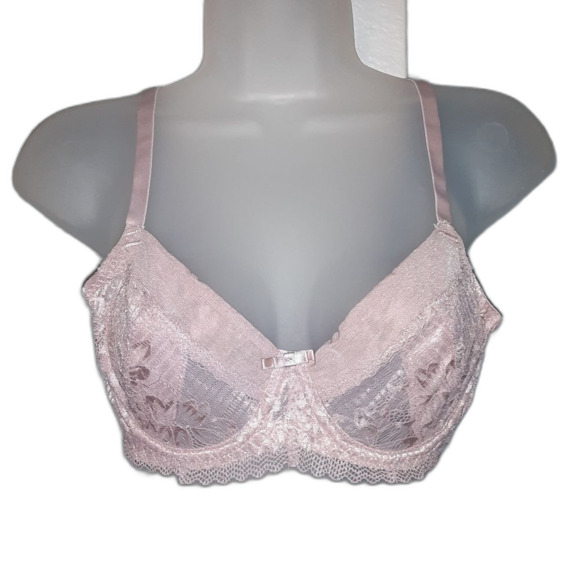 Youmita 34C Pink Suede Soft Lace Unpadded Bra NWT - Picture 9 of 9